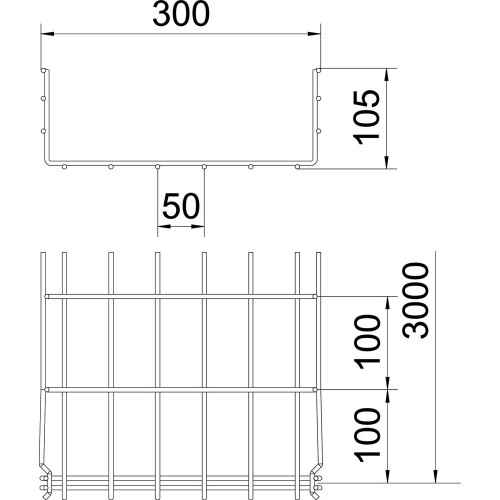 Лоток проволочный 105х300х3050 мм, GRM, FT (40-60 мкм) 6002437