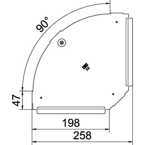 Крышка угловой секции 90° лотка 200 мм, FS (18-22 мкм) 6036904