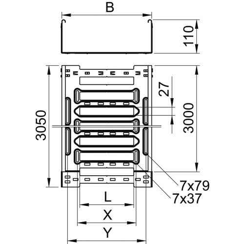 Лоток перфорированный 110х100х3050 мм, MKSM (1мм), FS (18-22 мкм) 6059156