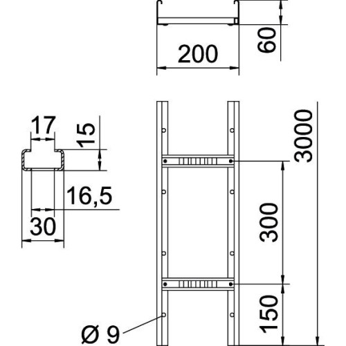 Кабельрост VS 60х200х3000 мм, FS (18-22 мкм) 6208538