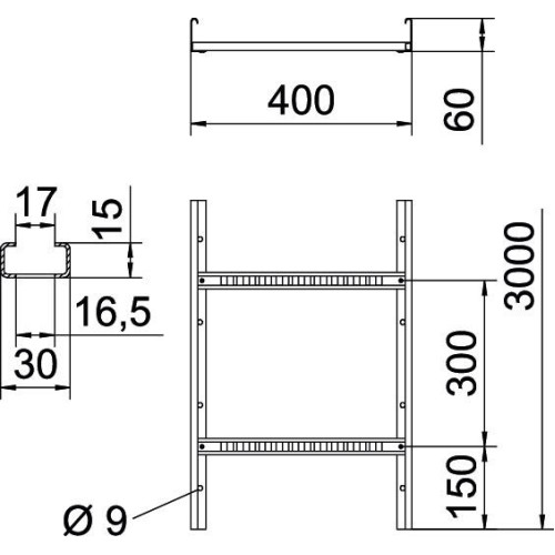 Кабельрост VS 60х400х3000 мм, FS (18-22 мкм) 6208544