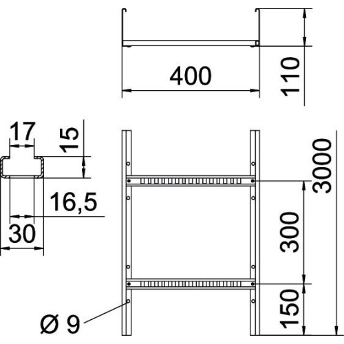 Кабельрост VS 110х400х3000 мм, FS (18-22 мкм) 6216410