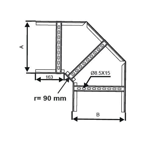 Поворот кабельроста 90° 300х100 мм 130-MA