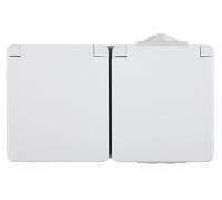 Розетка двойная с крышками горизонтальная наружная 2P+Z Schuko Efapel Waterproof 16А/250В, герметичная IP65, белый