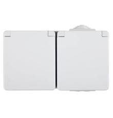 Розетка двойная с крышками горизонтальная наружная 2P+Z Schuko Efapel Waterproof 16А/250В, герметичная IP65, белый