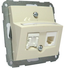 Механизм компьютерной розетки RJ-45 двойной, слоновая кость, Fiorena