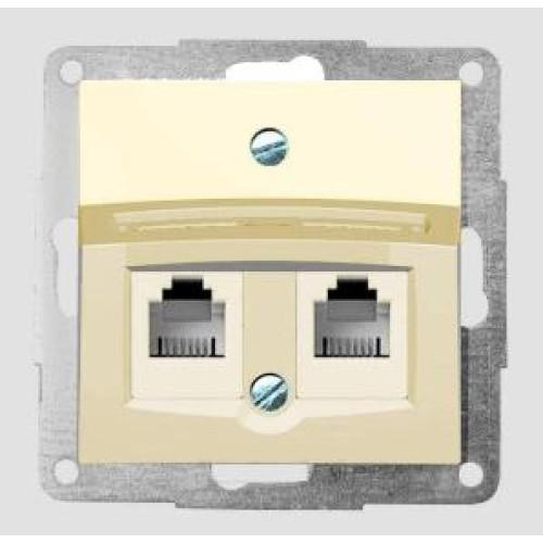 Механизм компьютерной розетки RJ-45 двойной, слоновая кость, Fiorena