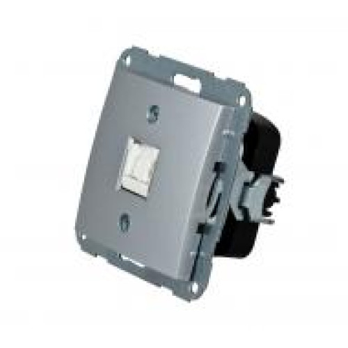 Механизм компьютерной розетки RJ-45, металлик, Fiorena