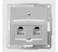 Механизм компьютерной розетки RJ-45 двойной, металлик, Fiorena