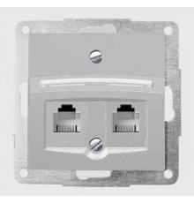 Механизм компьютерной розетки RJ-45 двойной, металлик, Fiorena