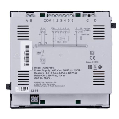 Регулятор реактивной мощности COSPHI-6C (на 6 ступеней) 400В J06906400