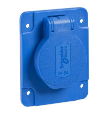 Розетка SCHUKO синяя, 65x85 мм, 250В/16А, IP54