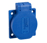 Розетка SCHUKO синяя, 50x50 мм, 250В/16А, IP54, черная