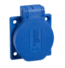Розетка SCHUKO синяя, 50x50 мм, 250В/16А, IP54, черная
