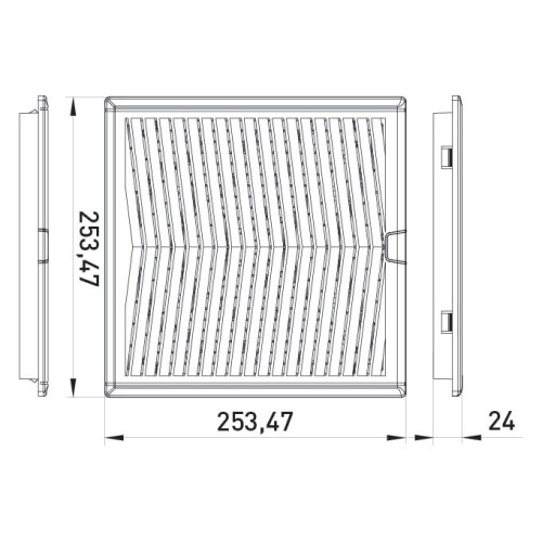 Решетка с фильтром 253х253мм и вентилятором 180х180мм, IP54, e.climat.fanfilter.pro.255 Enext s0103020