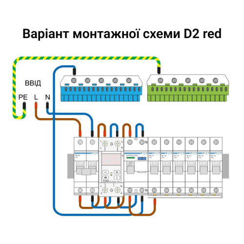 Реле напряжения Зубр 63А с термозащитой, 2 модуля, Zubr D2-63 RED