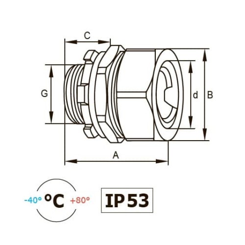 Муфта металлорукав-коробка DN15, наружн. трубная резьба 1/2" с гайкой 6014-3015