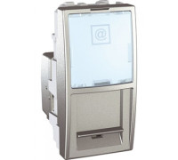 Компьютерная розетка RJ45, 1м., алюминий, Unicа MGU3.410.30 Schneider