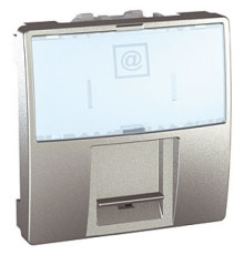 Компьютерная розетка RJ45, 2 м., алюминий, Unicа MGU3.411.30 Schneider