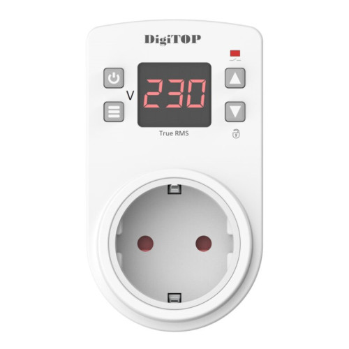 Реле напряжения в розетку 16А, красная индикация, VP-16AR DigiTop