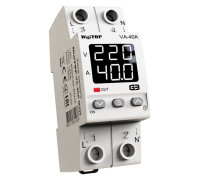 Реле напряжения с контролем тока 40А, белая индикация, VA-40A M2W DigiTop