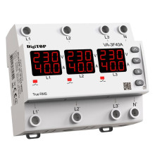 Реле напряжения с контролем тока 40А трехфазное, VA-3F40A M6R DigiTop