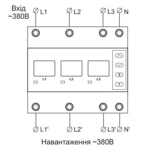 Реле напряжения с контролем тока 40А трехфазное, белая индикация, VA-3F40A M6W DigiTop