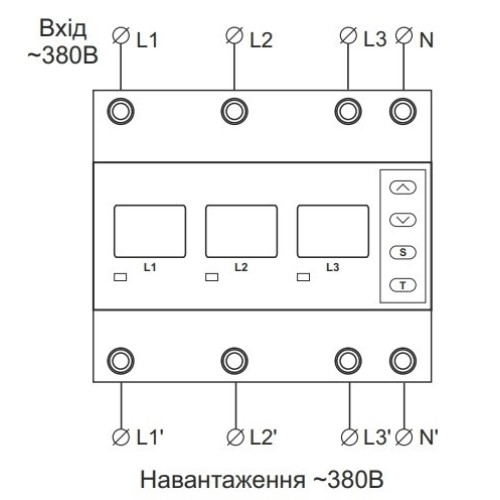 Реле напряжения с контролем тока 63А трехфазное, VA-3F63A M6R DigiTop