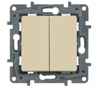 Выключатель двухклавишный, слоновая кость, 672302 Legrand Etika