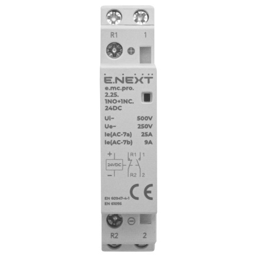 Модульный контактор 25А 2р 1NO+1NC, катушка 24В, e.mc.pro.2.25.1NO+1NC ENEXT p005320