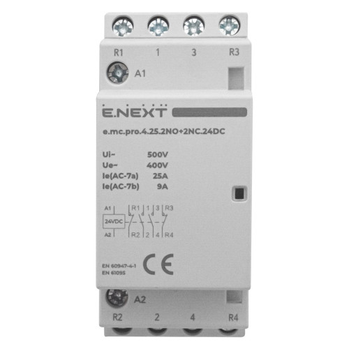 Модульный контактор 25А 4р 2NO+2NC, катушка 24В, e.mc.pro.4.25.2NO+2NC ENEXT p005322