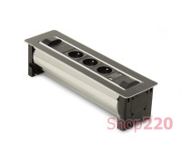 Вращающийся блок розеток 3х220В + USB тип С + С (47Вт), черное стекло, Versaturn ASA 060.24F.00071