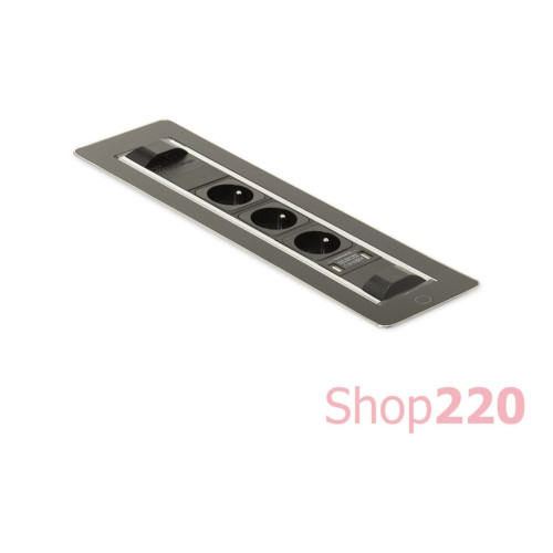 Вращающийся блок розеток 3х220В + USB тип С + С (47Вт), черное стекло, Versaturn ASA 060.24F.00071