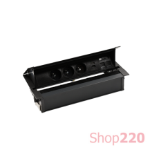 Выдвижной блок розеток в столешницу 3x220В + HDMI + 2xKeystone для RJ45, черный, S487 Simon
