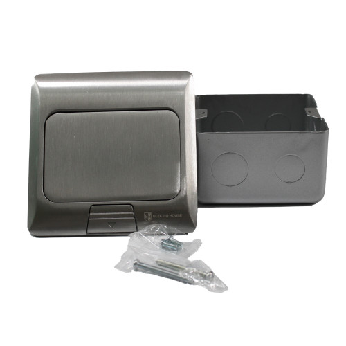 Лючок 220В + USB A+C, алюминий, IP44, ElectroHouse EH-F012