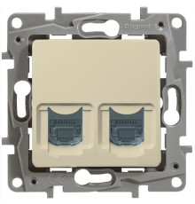 Розетка телефонная RJ-11 и компьютерная RJ-45, слоновая кость, 672352 Legrand Etika
