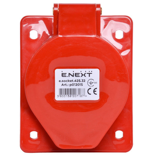 Силовая встраиваемая розетка 5п., 380В, 32А, e.socket.pro.5.32.wall Enext p012015