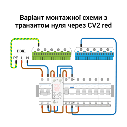Реле напряжения с контролем тока, 32А, CV2-32 red Zubr