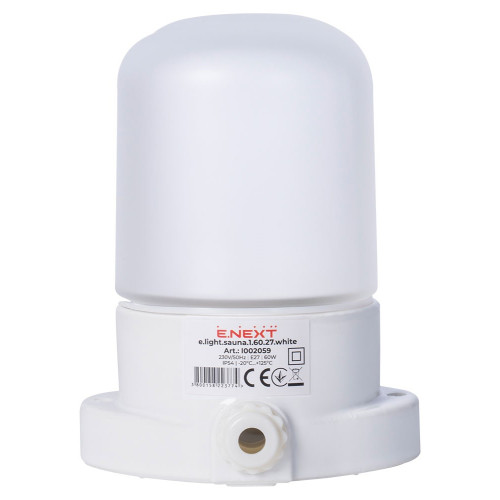 Светильник для бани, термостойкий, IP54, белый, e.light.sauna.1.60.27.white Enext l002059