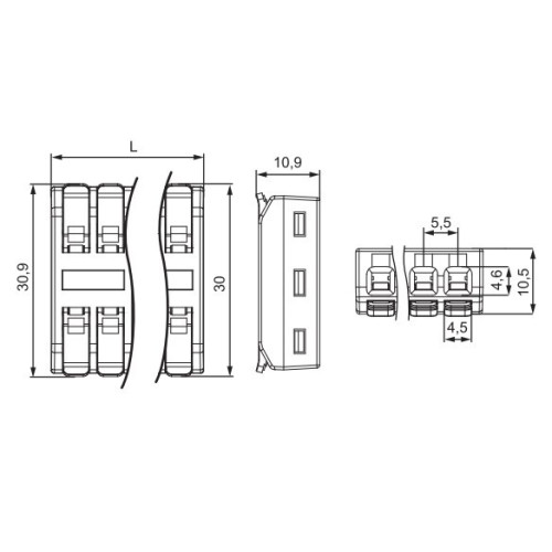 Миниатюрная соединительная клемма проходная, 4 полюса, DF-2-XM/2-4A A0130010221