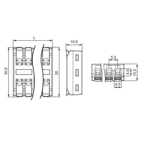 Миниатюрная соединительная клемма проходная, 5 полюсов, DF-2-XM/2-5A A0130010222