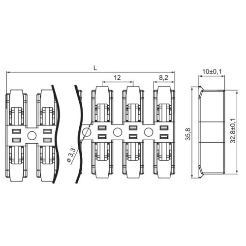 Клеммная колодка на 10 соединений, безвинтовой контакт, DF-3012-10 A0130010210