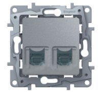 Розетка телефонная RJ-11 и компьютерной RJ-45, алюминий, 672452 Legrand Etika
