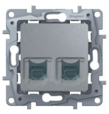Розетка телефонная RJ-11 и компьютерной RJ-45, алюминий, 672452 Legrand Etika
