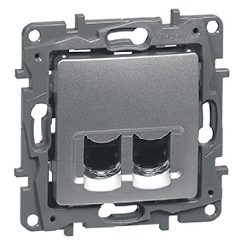 Розетка телефонная RJ-11 и компьютерной RJ-45, алюминий, 672452 Legrand Etika