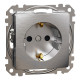 Розетка с заземлением, матовый алюминий, Sedna Design Schneider Electric SDD170022U