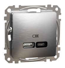 USB розетка A+C, матовый алюминий, Sedna Design