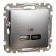 USB розетка A+C, матовый алюминий, Sedna Design Schneider Electric SDD170405U