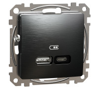 USB розетка A+C, матовый титан, Sedna Design