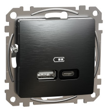 USB розетка A+C, матовый титан, Sedna Design